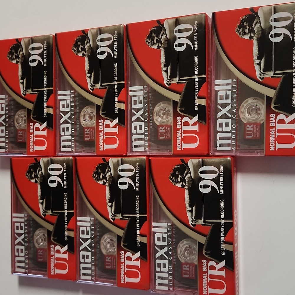 Vintage New In Packages Maxell Audio Cassette Tapes - 90 Min Lot of 7